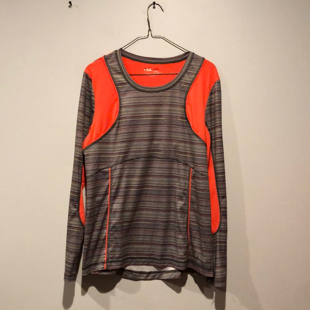 Fila Sport Running Workout Neon Pink and Grey Long Sleeve Shirt